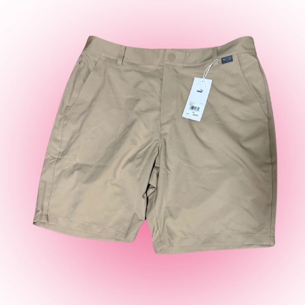 Puma Men's Beige Flat Front  Golf Shorts